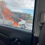 Carro pega fogo na Ponte Divaldo Suruagy e causa congestionamento