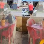 Cliente usa mosquiteiro em bar para fugir de infestação de moscas em União dos Palmares